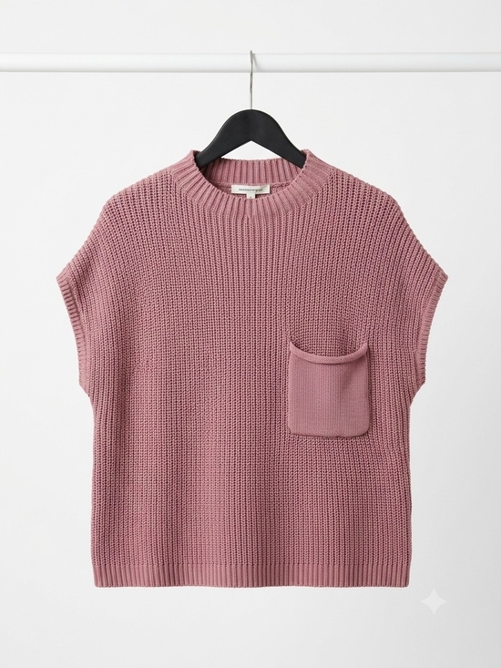 Zenana Outfitters Tops - NWT|  Zenana|  Shaker Knit Crewneck Pocket SweaterMauve Pink
